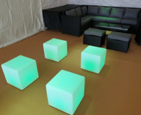 Four green LED colour changing seating cubes