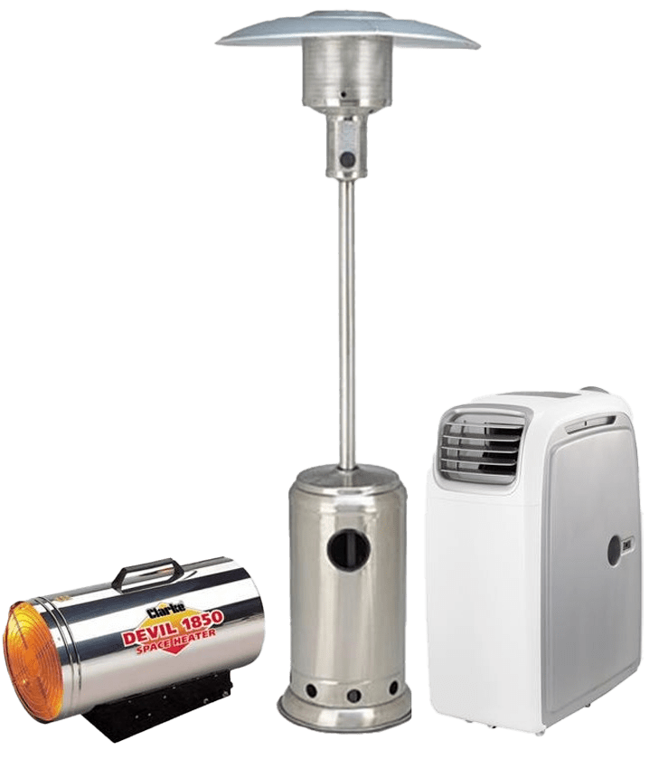 Space heater, patio heater and potable air conditioning unit