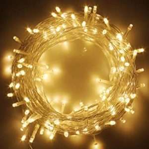 Warm white string fairy lights in a coil