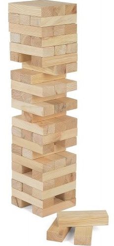 Giant wooden Jenga blocks in a tower