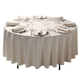 Table with tablecloth and place settings