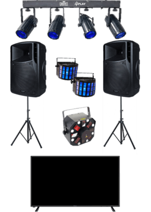 Full disco rig with TV speakers and lights