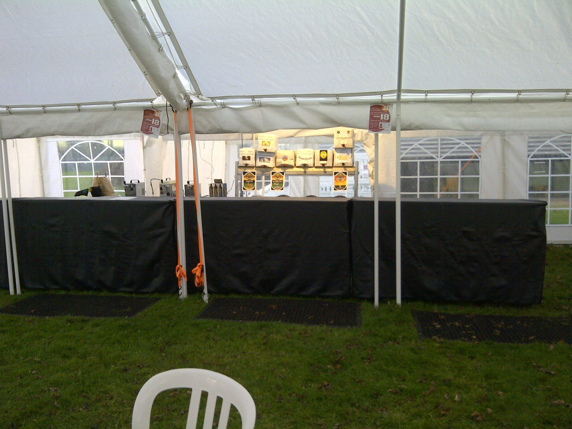 Full length bar in a marquee